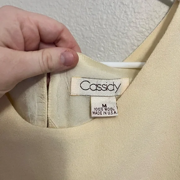 VTG Cassidy Sleeveless Butter yellow 100% wool top made in USA Coastal Grandma - Picture 5 of 5